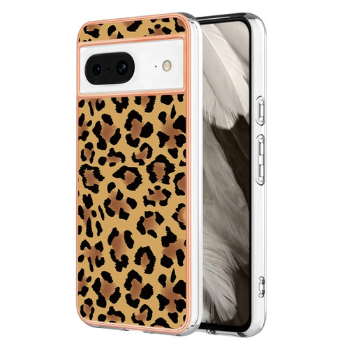 Google Pixel 8 Electroplating Dual-side IMD Phone Case - Leopard Print