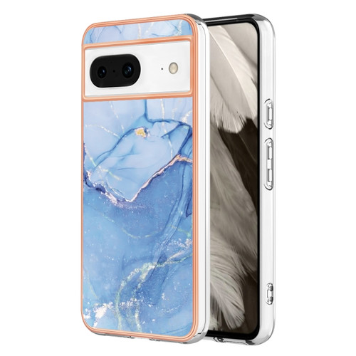 Google Pixel 8 Electroplating Marble Dual-side IMD Phone Case - Blue 018