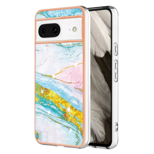 Google Pixel 8 Electroplating Marble Dual-side IMD Phone Case - Green 004