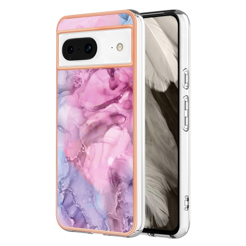 Google Pixel 8 Electroplating Marble Dual-side IMD Phone Case - Pink 013