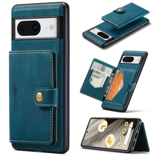 Google Pixel 8 JEEHOOD Retro Magnetic Detachable Wallet Phone Case - Blue