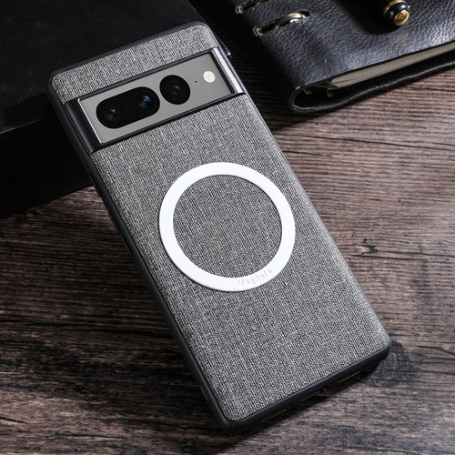 Google Pixel 8 Magsafe Magnetic Ring Cloth Texture Phone Case - Grey