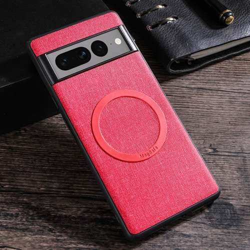 Google Pixel 8 Magsafe Magnetic Ring Cloth Texture Phone Case - Red