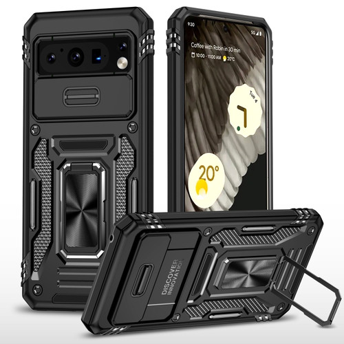 Google Pixel 8 Pro Armor PC + TPU Camera Shield Phone Case - Black