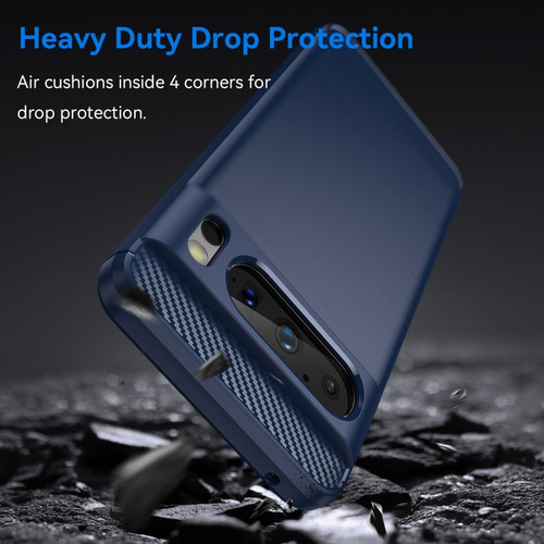 For Google Pixel 8 Pro Carbon Fiber Brushed Texture TPU Case(Navy)