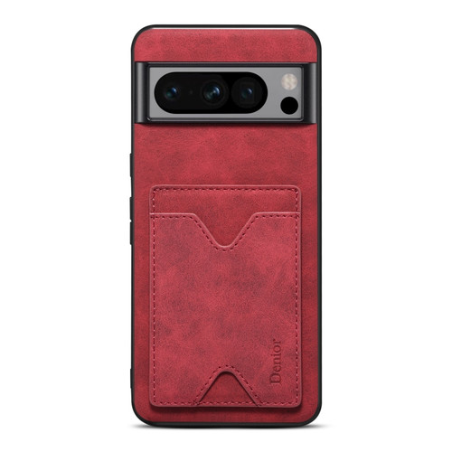 Google Pixel 8 Pro Denior PU Back Cover Card Slot Holder Phone Case - Red