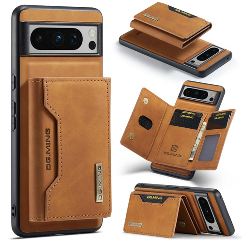 Google Pixel 8 Pro DG.MING M2 Series 3-Fold Multi Card Bag + Magnetic Phone Case - Brown