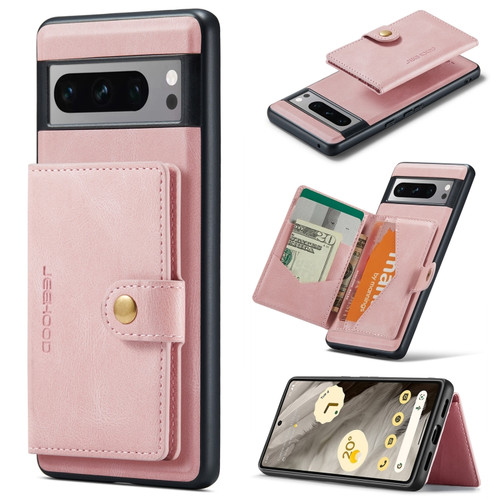 Google Pixel 8 Pro JEEHOOD Retro Magnetic Detachable Wallet Phone Case - Pink