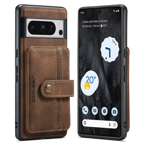 Google Pixel 8 Pro JEEHOOD RFID Blocking Anti-Theft Magnetic PU Phone Case - Brown