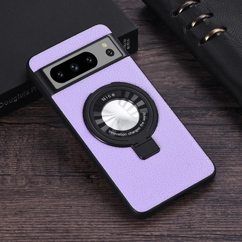 Google Pixel 8 Pro Litchi Texture MagSafe Magnetic Ring Phone Case - Purple