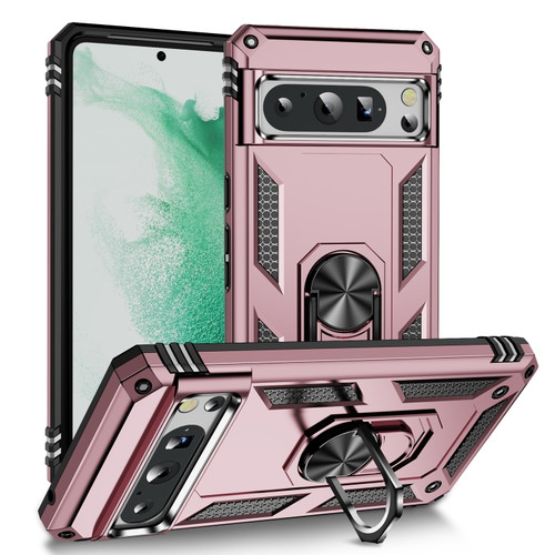 Google Pixel 8 Pro Shockproof TPU + PC Phone Case with Holder - Rose Gold