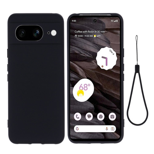 Google Pixel 8 Pure Color Liquid Silicone Shockproof Phone Case - Black