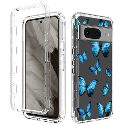 Google Pixel 8 Transparent Painted Phone Case - Blue Butterflies