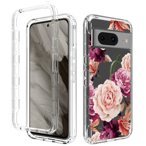 Google Pixel 8 Transparent Painted Phone Case - Purple Floral