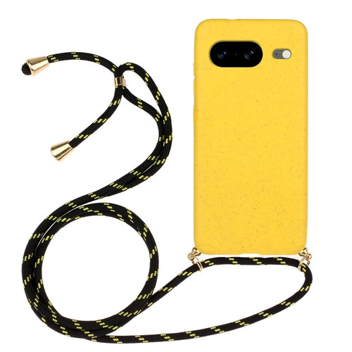 Google Pixel 8 Wheat Straw Material + TPU Protective Case with Lanyard - Yellow