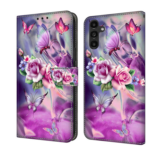 Samsung Galaxy A14 4G / 5G Crystal 3D Shockproof Protective Leather Phone Case - Butterfly