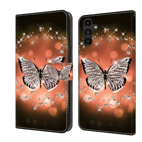 Samsung Galaxy A14 4G / 5G Crystal 3D Shockproof Protective Leather Phone Case - Crystal Butterfly