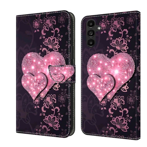 Samsung Galaxy A14 4G / 5G Crystal 3D Shockproof Protective Leather Phone Case - Lace Love