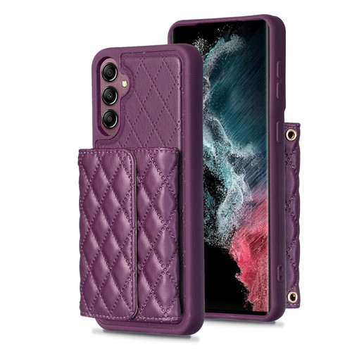 Samsung Galaxy A14 4G / 5G Horizontal Wallet Rhombic Leather Phone Case - Dark Purple
