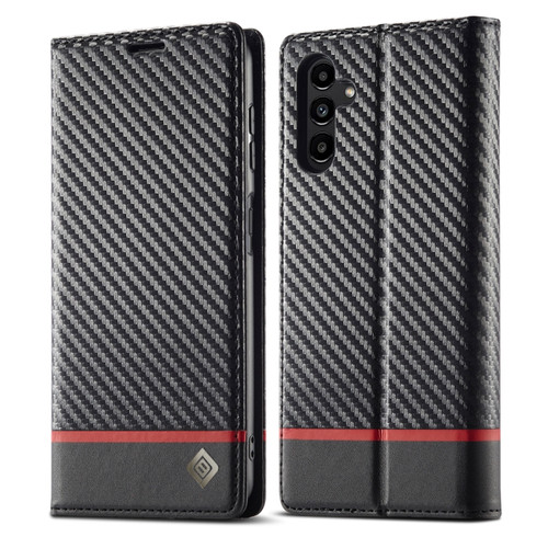 Samsung Galaxy A14 4G / 5G LC.IMEEKE Carbon Fiber Leather Phone Case - Horizontal Black