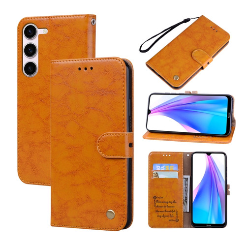 Samsung Galaxy A14 4G / 5G Oil Wax Texture Leather Phone Case - Yellow