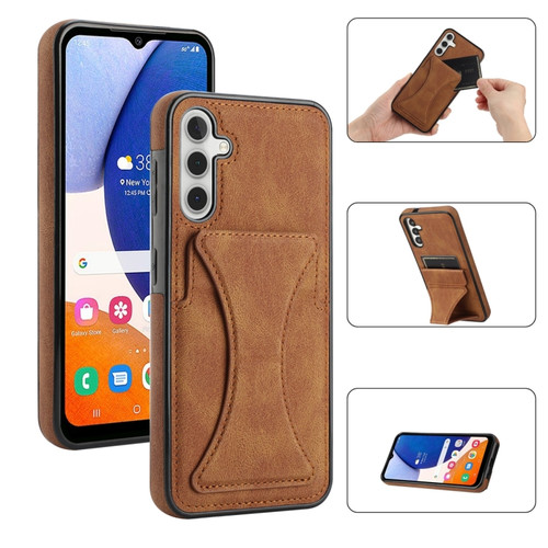 Samsung Galaxy A14 4G / 5G Ultra-thin Shockproof Phone Protective Case with Holder - Brown