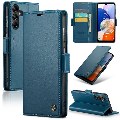 Samsung Galaxy A14 4G/5G CaseMe 023 Butterfly Buckle Litchi Texture RFID Anti-theft Leather Phone Case - Blue
