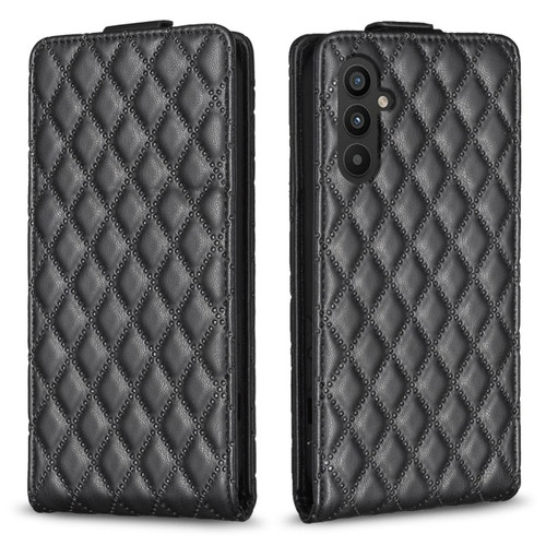 Samsung Galaxy A14 4G/5G Diamond Lattice Vertical Flip Leather Phone Case - Black