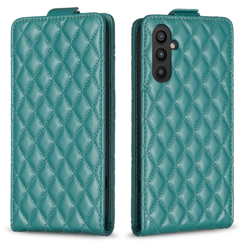 Samsung Galaxy A14 4G/5G Diamond Lattice Vertical Flip Leather Phone Case - Green