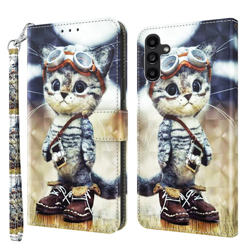 Samsung Galaxy A14 5G 3D Painted Leather Phone Case - Naughty Cat