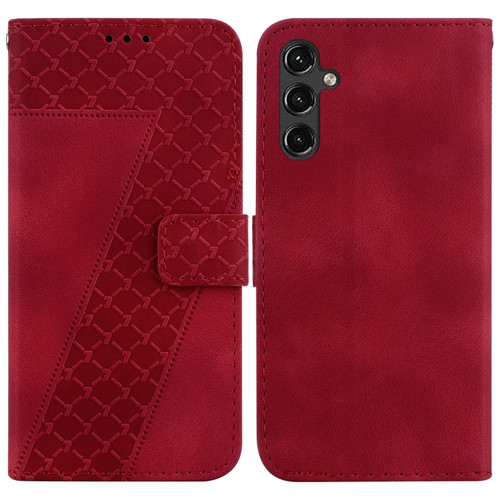 Samsung Galaxy A14 5G 7-shaped Embossed Leather Phone Case - Red