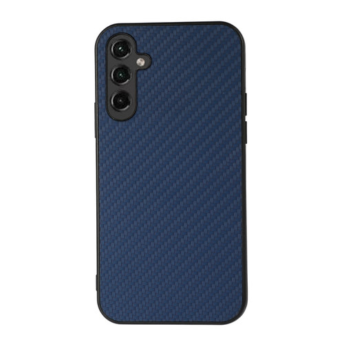 Samsung Galaxy A14 5G Accurate Hole Carbon Fiber Texture PU Phone Case - Blue