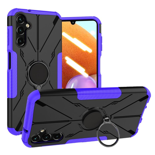 Samsung Galaxy A14 5G Armor Bear Shockproof PC + TPU Phone Case with Ring - Purple