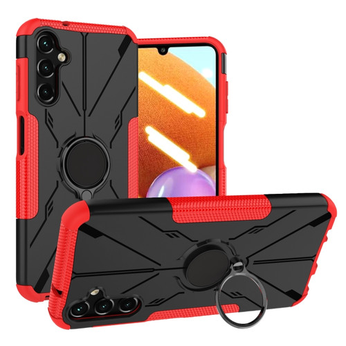 Samsung Galaxy A14 5G Armor Bear Shockproof PC + TPU Phone Case with Ring - Red