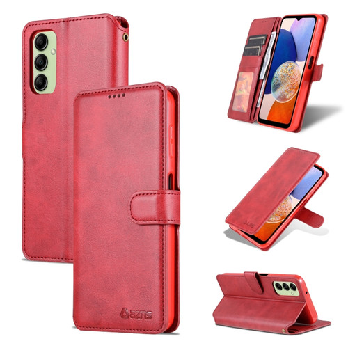 Samsung Galaxy A14 5G AZNS Calf Texture Horizontal Flip Leather Phone Case - Red