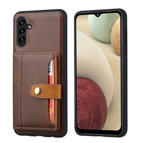 Samsung Galaxy A14 5G Calfskin Card Slot TPU + PU Phone Case - Brown