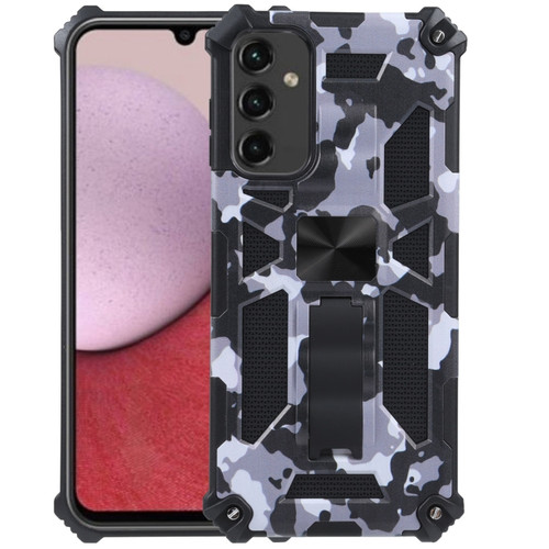 Samsung Galaxy A14 5G Camouflage Armor Kickstand TPU + PC Magnetic Phone Case - Grey