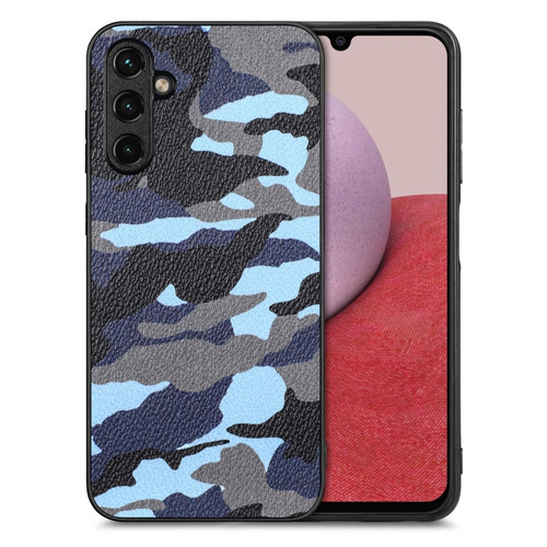 Samsung Galaxy A14 5G Camouflage Leather Back Cover Phone Case - Blue