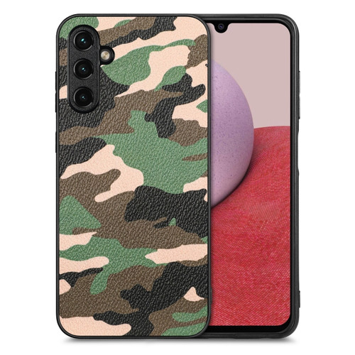 Samsung Galaxy A14 5G Camouflage Leather Back Cover Phone Case - Green