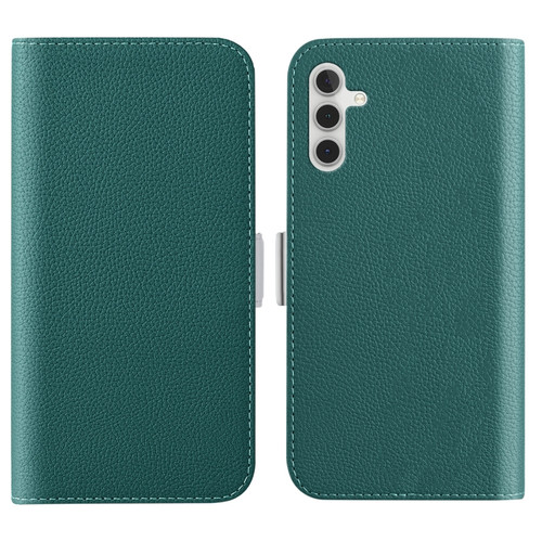 Samsung Galaxy A14 5G Candy Color Litchi Texture Leather Phone Case - Dark Green