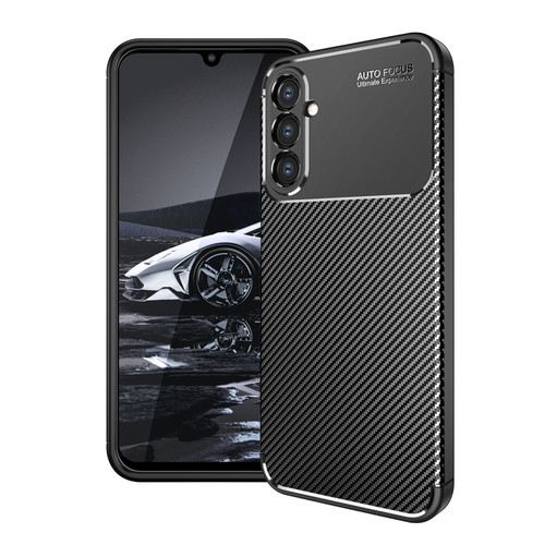 Samsung Galaxy A14 5G Carbon Fiber Texture Shockproof TPU Phone Case - Black