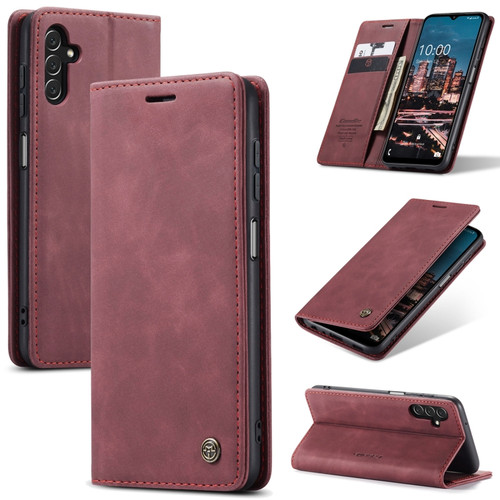 Samsung Galaxy A14 5G CaseMe 013 Multifunctional Horizontal Flip Leather Phone Case - Wine Red