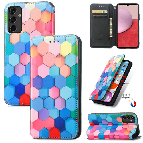 Samsung Galaxy A14 5G CaseNeo Colorful Magnetic Leather Phone Case - Colorful Cube