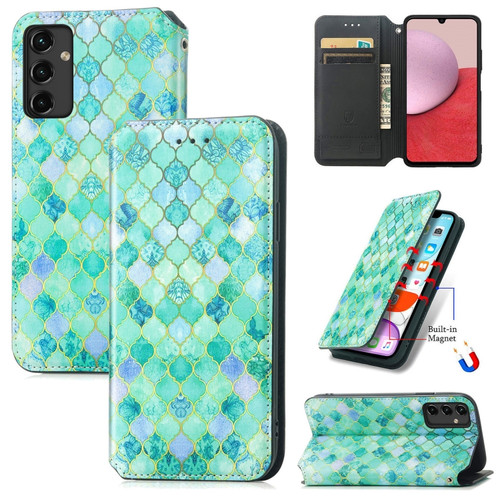 Samsung Galaxy A14 5G CaseNeo Colorful Magnetic Leather Phone Case - Emerald