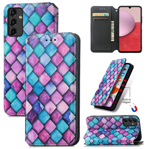 Samsung Galaxy A14 5G CaseNeo Colorful Magnetic Leather Phone Case - Purple Scales