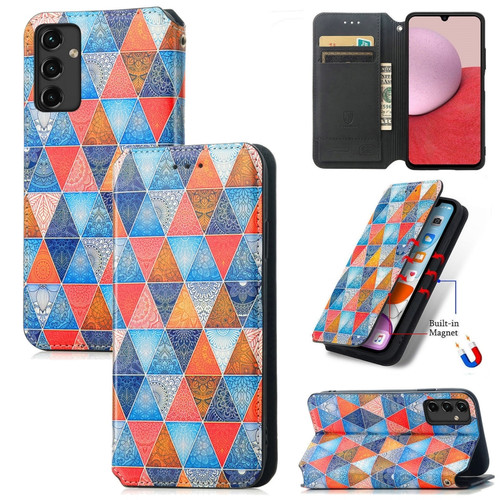 Samsung Galaxy A14 5G CaseNeo Colorful Magnetic Leather Phone Case - Rhombus Mandala