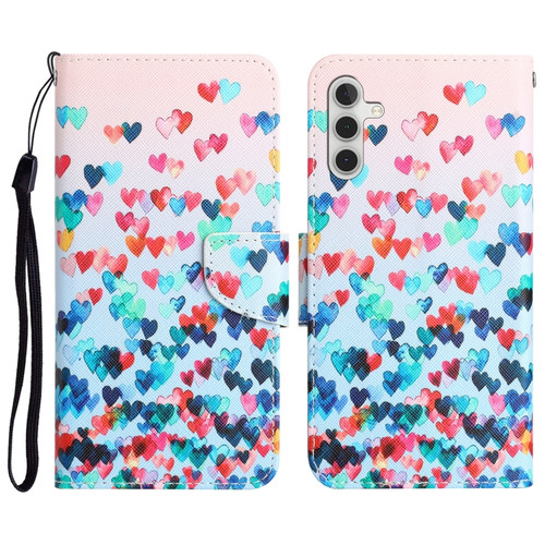 Samsung Galaxy A14 5G Colored Drawing Leather Phone Case - Heart