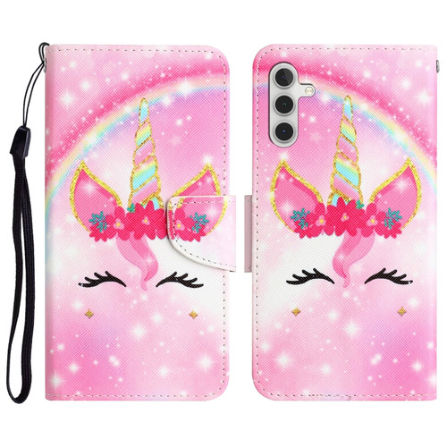 Samsung Galaxy A14 5G Colored Drawing Leather Phone Case - Unicorn