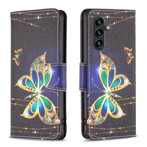 Samsung Galaxy A14 5G Colored Drawing Pattern Leather Phone Case - Big Butterfly