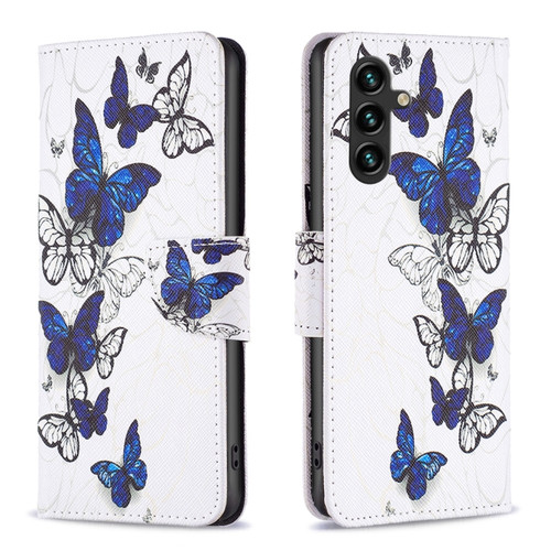 Samsung Galaxy A14 5G Colored Drawing Pattern Leather Phone Case - Butterflies